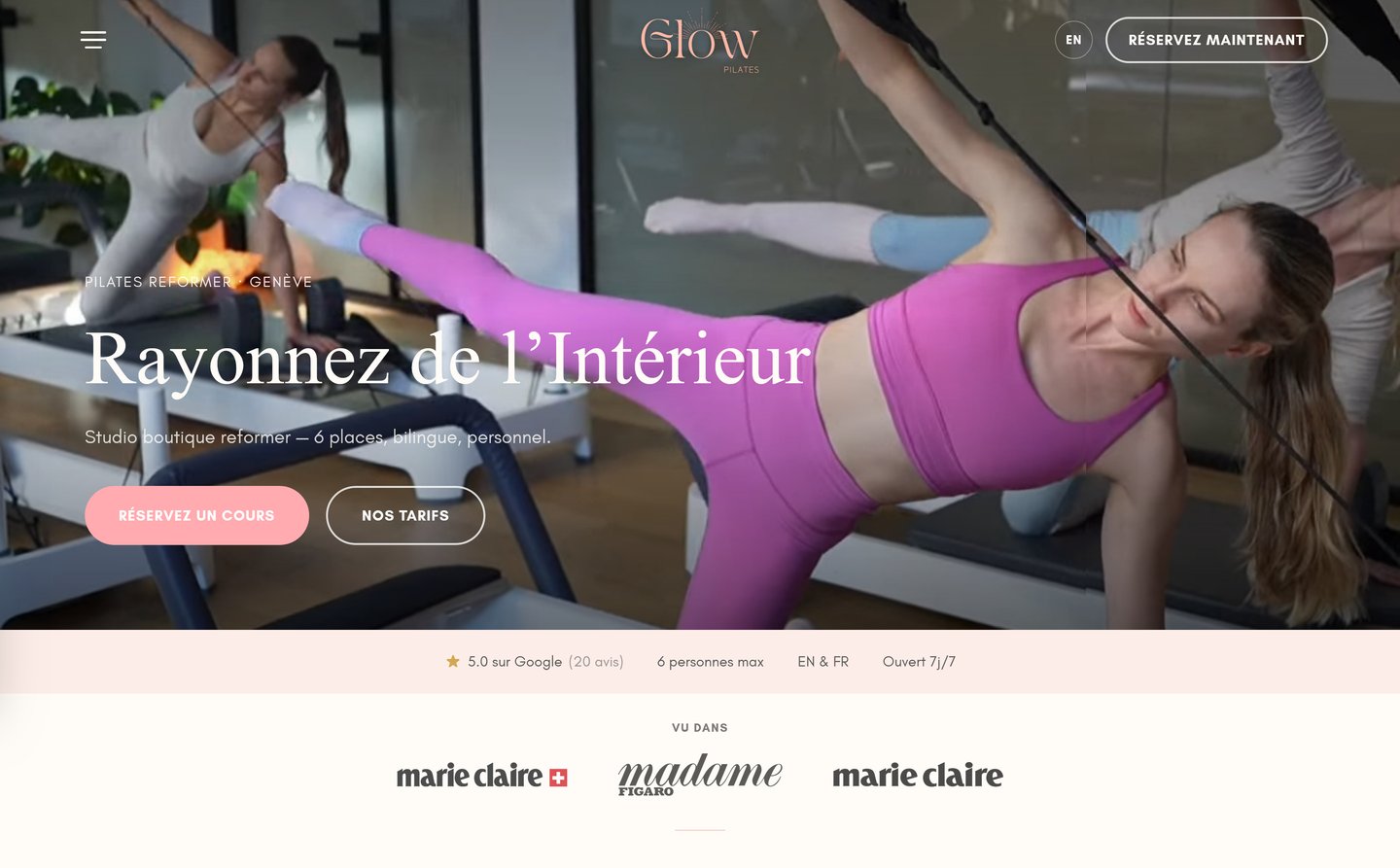 Glow Pilates — homepage